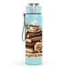 1PC Vintage Books Rose Coffee Print 750ml Color Plastic Sports Water Bottle Leakproof Flip Straw Lid Suitable for Sports Office Home Use