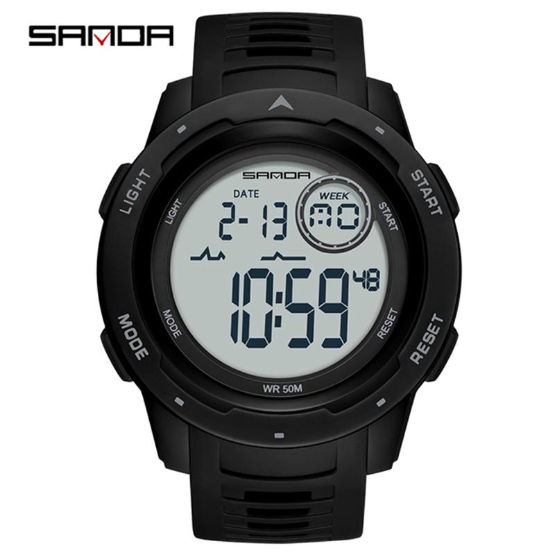 SANDA 2125 Top Brand Sports Men Watches Fashion Countdown Waterproof LED Digital Watch Man Wristwatch