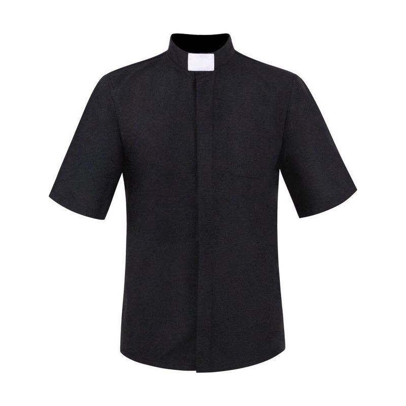 Halloween Missionary Role-Playing Shirt, Priest Cosplay Short-Sleeved Black Shirt in Stock Missionary Shirt Black S