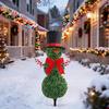 Christmas Snowman Topiary 31" Artificial Snowman Shaped Topiary Tree with Red Bow Santa Hat Faux Boxwood Topiary for Home Front Porch Garden Decor