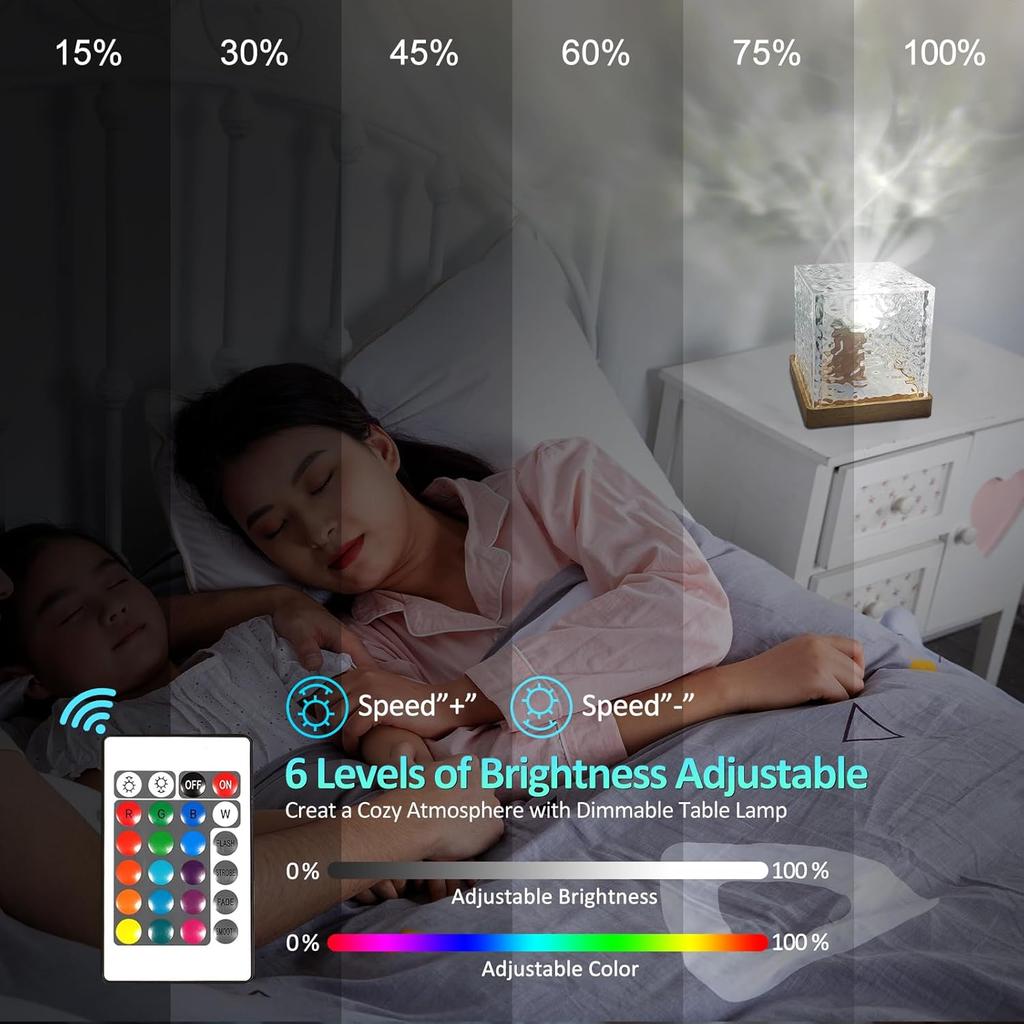 Ocean Wave Projector Light, Northern Lights Lamp with 16 RGB Colors, 30 Lighting Modes Aurora Lamp, Rotating Water Wave Lamp with Remote/Touch