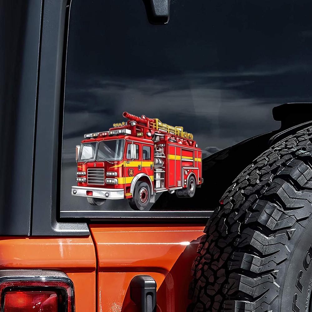 QT2428#15cm Pegatina para Coche con Dibujo de Camión de Bomberos, Adecuada para Portátil, Coche, Camión, Furgoneta, SUV, Motocicleta, Parachoques, Ventana