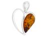 Short Silver Women' Heart Necklace with Amber Heart Choker 40