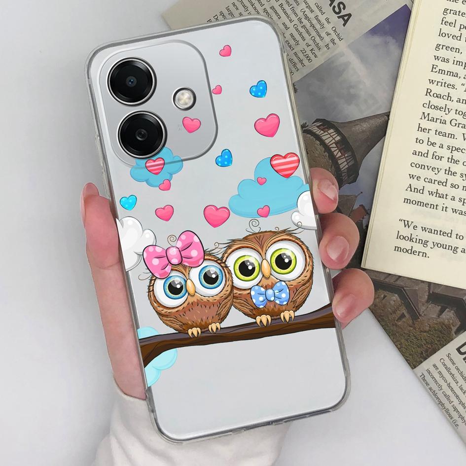 Do Oppo A3x K12x Realme Narzo N63 13 Pro Plus Pro+ Etui na telefon Cartoon Owl Cat Pattern Bumper Miękki silikon Ochrona aparatu Wysokiej jakości obudowa