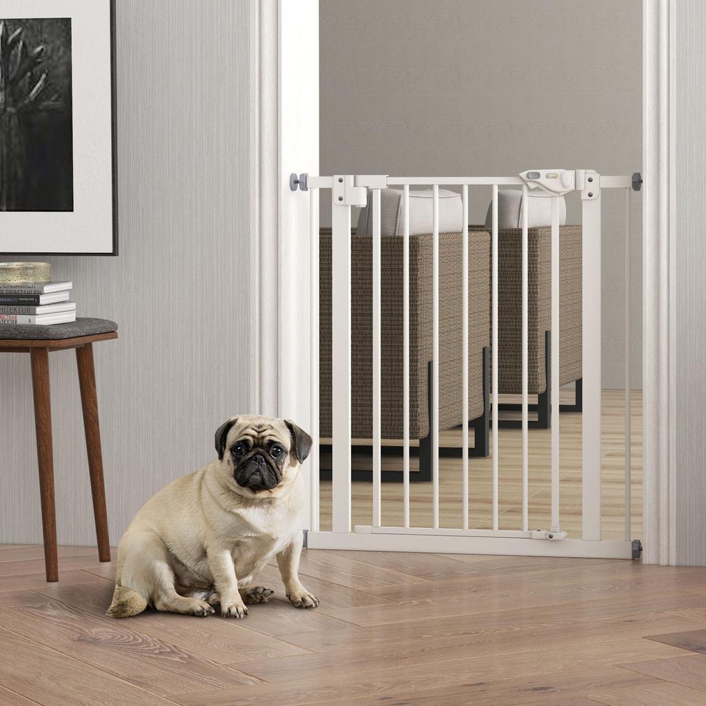 Adjustable Safety Gate w/ One Extensions, Four Adjustable Screws, White
