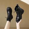 Women's 2025 Round Toe Lace-up Martin Boots with Side Zipper and Thick Sole - British Style Fashionable Short Boots
