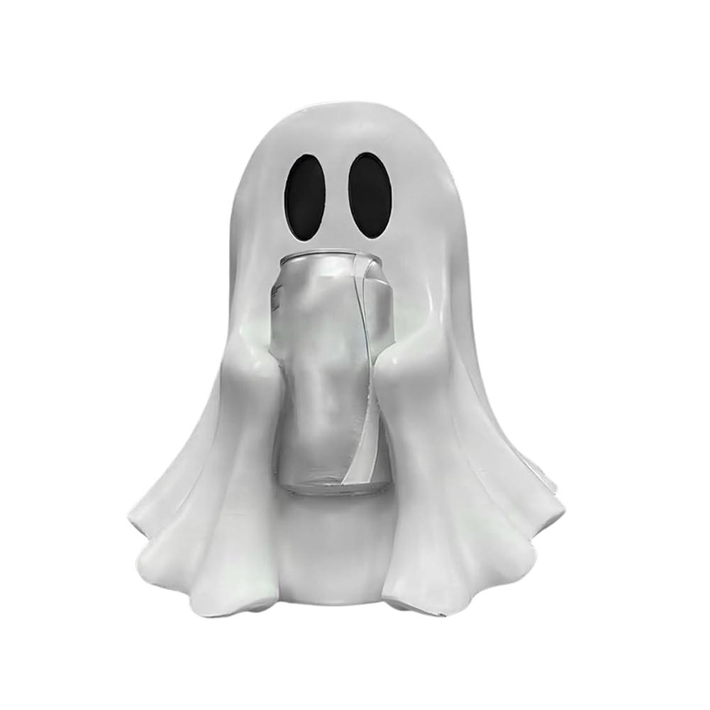 Ghost Drink Holder Halloween Ghost Can Holder for Coke Soda Spooky Cans Desktop Resin Ornament for Indoor Home Decor 15cm/25cm