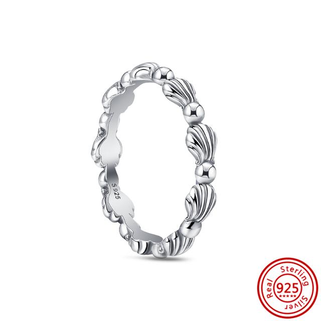 Νέο Ανοιξιάτικο Φιόγκο Φτερό Στέμμα Τριφύλλι Αφρώδη 925 Ασημένιο Στρογγυλό Δαχτυλίδι Γυναικείο Αυθεντικά ευρωπαϊκά κοσμήματα