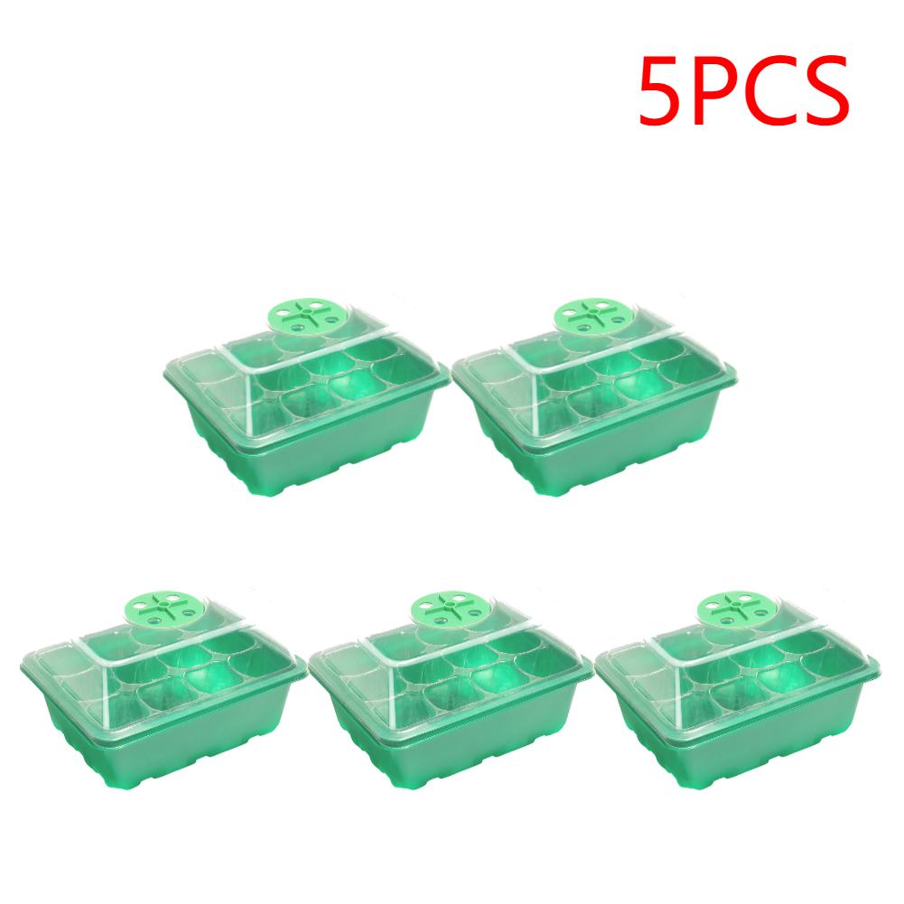 1-5pcs Plants Seed Starter Trays with Humidity Dome 12 Holes Per Tray Nursery Pots Lights For Home Plant Greenhouse Growing Pot