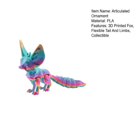 3D Printed Fox Ornament Articulated Fox Figurine with Flexible Tail And Limbs