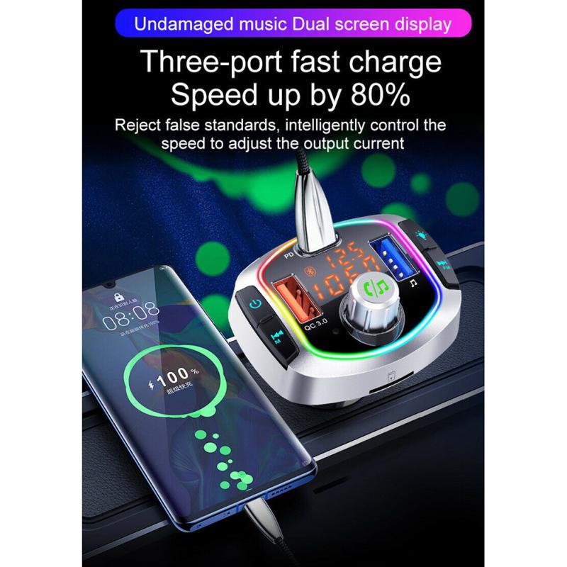 Bc63 Car Bluetooth-compatible V5.0 Mp3 Player 12v~24v Car Charger Pd Fast Charging Multifunction Fm