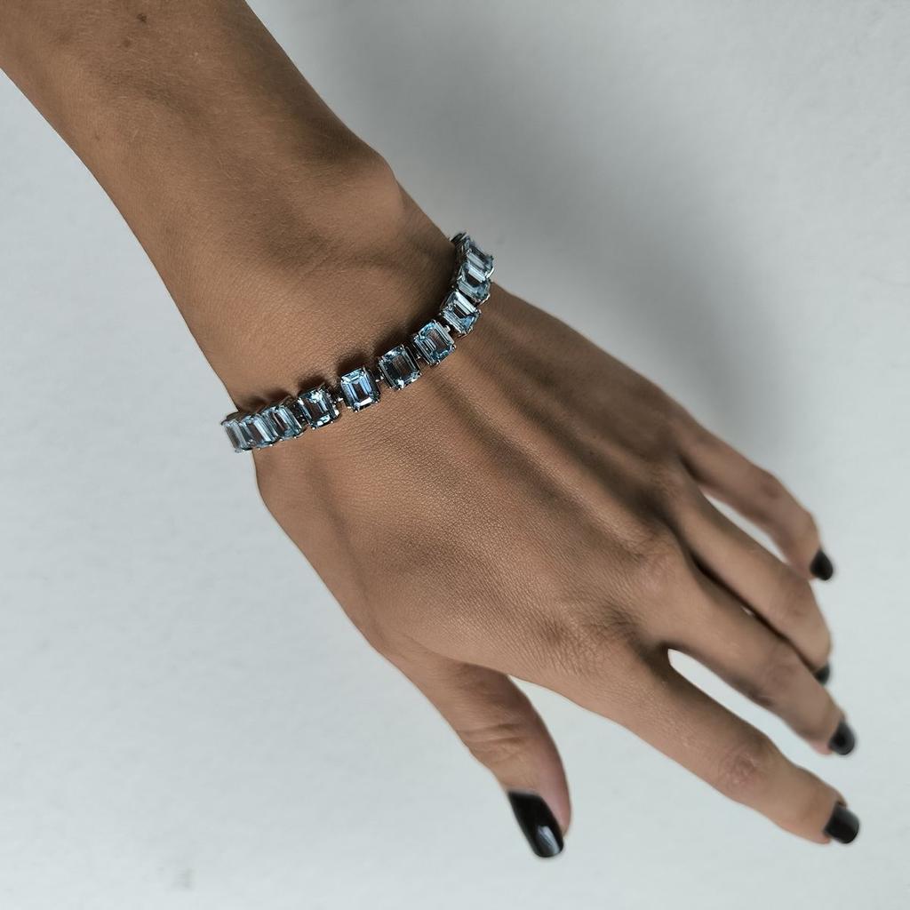 Silver Bracelet with Natural Topaz 24.425ct, Item Weight 17.66 Gr (2190929)