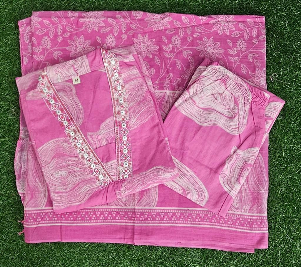 Women Designer Cotton Kurta Pant Dupatta Set Indian Bollywood Top Tunic Kurti Salwar Kameez