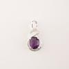 Natural Amethyst Gemstone 925 Sterling Silver Boho Jewelry Zircon Pendant 1.22" CZP-13-1