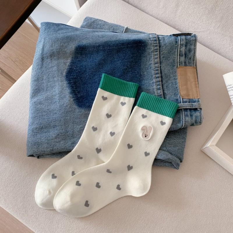 Ladies Spring and Summer Thin New Pure Cotton Cartoon Boneless Pile Socks