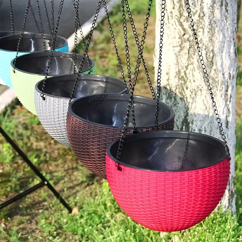 3pcs 1set Plastic Woven Hanging Flower Pot Hanging Hanging Basket Hanging Wall-mounted Green Radish Succulent Flower Balcony Thi