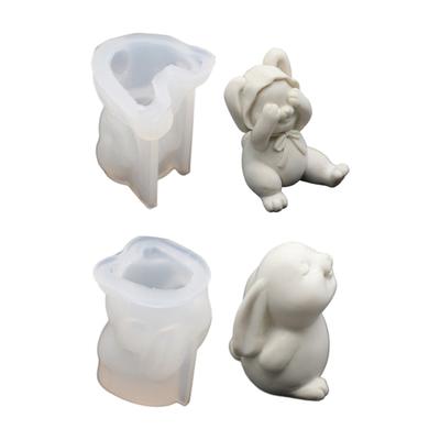 Rabbit Silicone Mold 3D Bunny Scented Candle Mould for Wax Aromatherapy Making DIY Easter Candle Mold Home Decoration