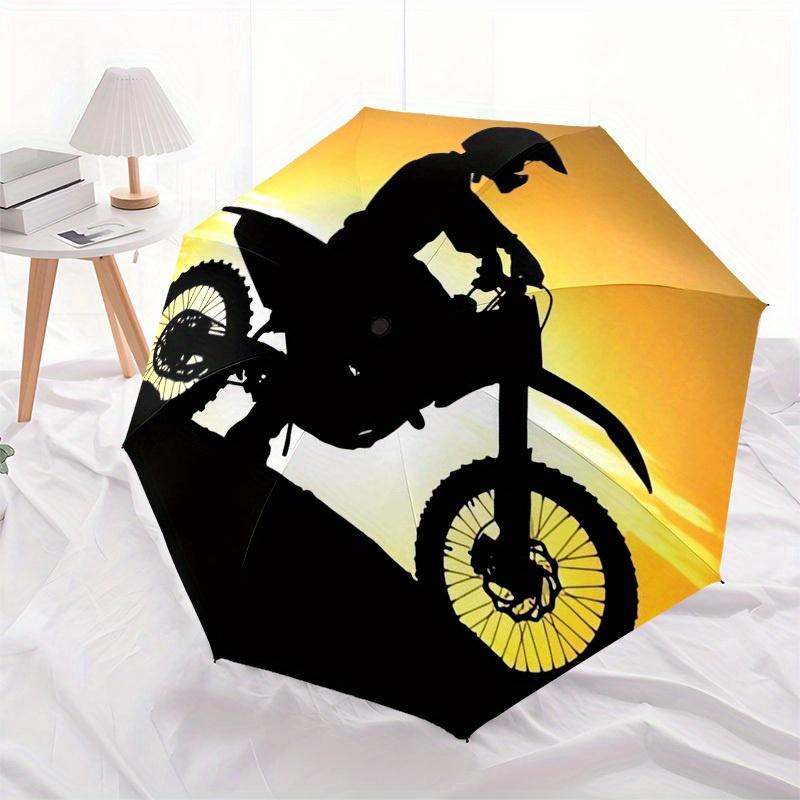 1 Stück Motorrad Sonnenuntergang Thema Hochwertiger Regenschirm, Automatisches Öffnen und Schließen Regenschirm, Multifunktionaler Regenschirm G0811049