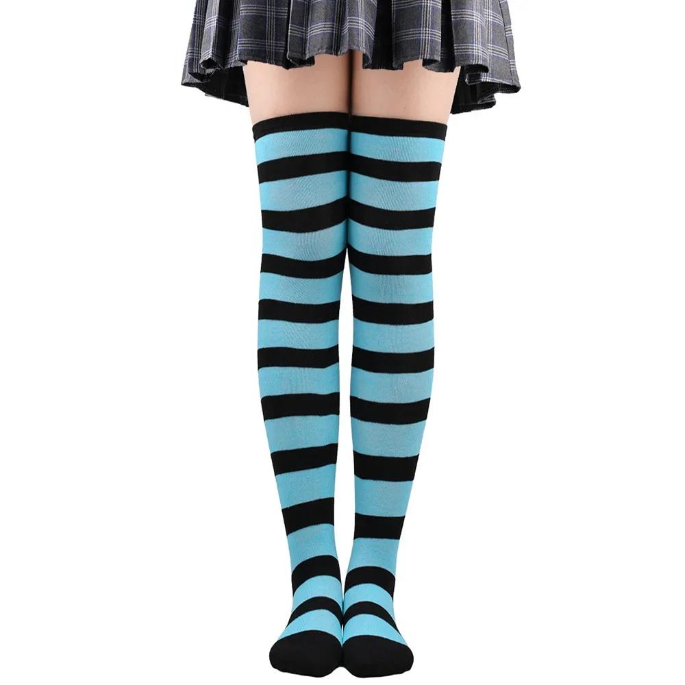 Dot Thigh High Stockings Womens Striped Ladies Girls Black White Pink Long Over Above Knee Socks Cosplay Lolita Harajuku Y2K