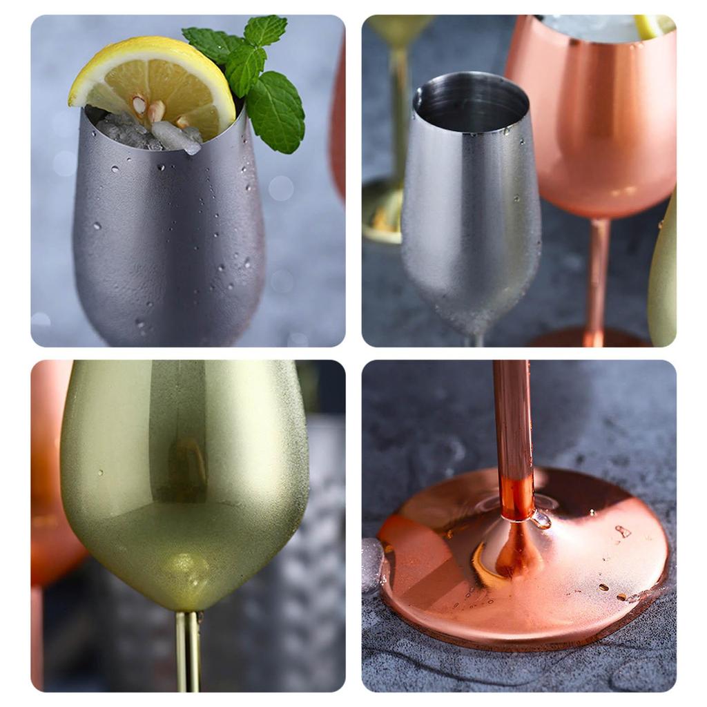 Stainless Steel Goblet Champagne Cup Wine Glass Cocktail Flutes Cup Wine Glass Restaurant Bar Beer Whiskey Drinkware