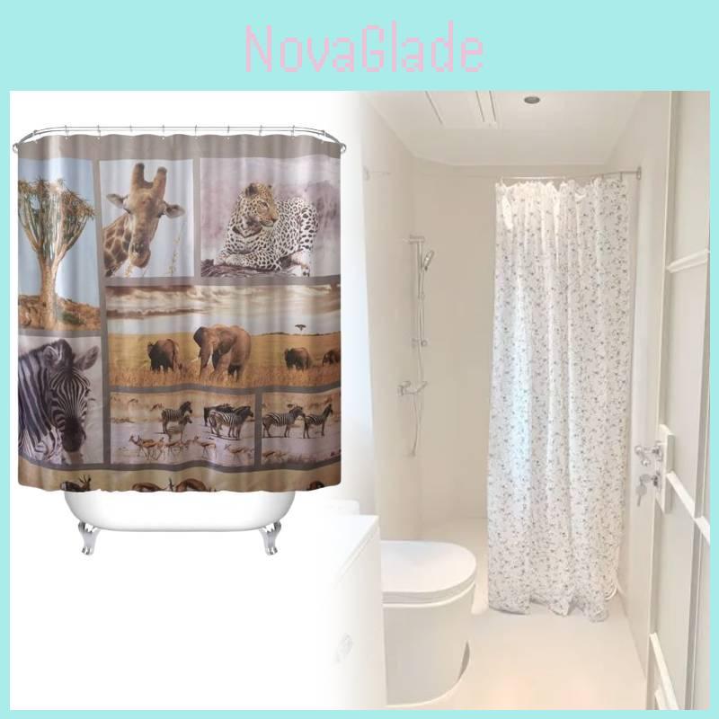 Animal Shower Curtain Peva Waterproof Bathroom Divider For Home Use