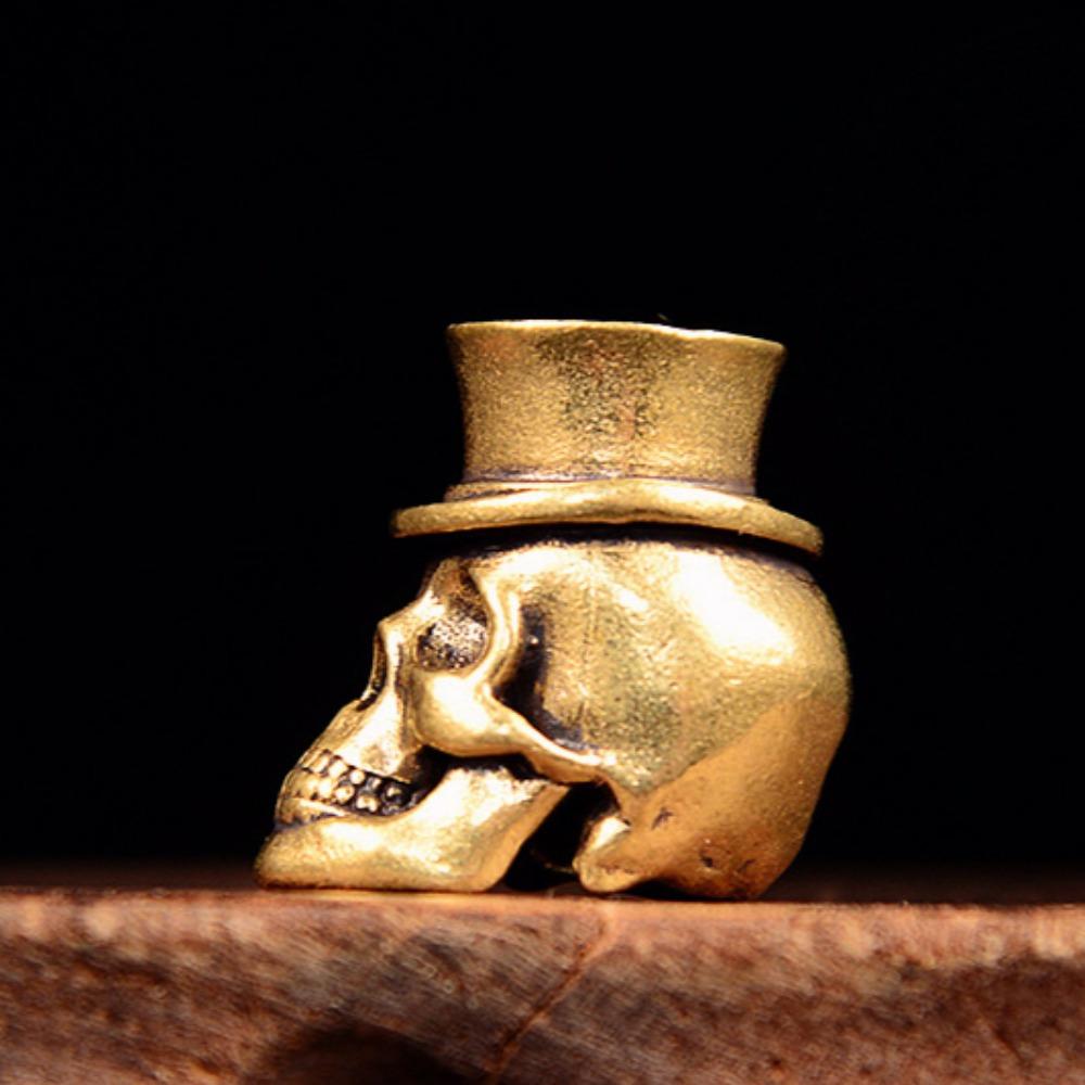 Hatted Skull Head Brass Knife Beads EDC DIY Woven Bracelets Lanyard Pendants Accessories Outdoor Tool Hangings Charms