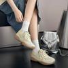 Leather women's little white shoes summer new single net breathable sports and leisure shoes versatile thick baseplate shoes