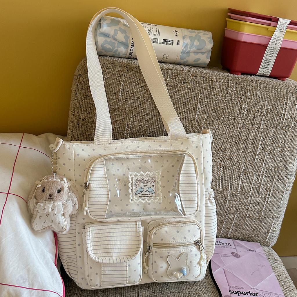 Schoolbag Vitality Soft Fog Powder Lace Polka Dot Girl Backpack Girlfriend Daily Class Junior High School Travel Sweet Backpack