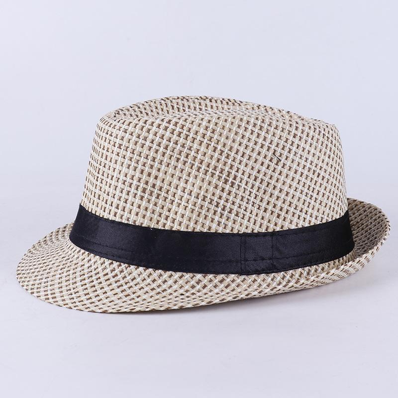Men's Summer Visor Hat, Old Man's Hat, Plaid and Tricolor Grass Top Hat