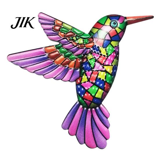 Contemporary Home Aesthetic Art Metal Hummingbird Wall Decor, Iron Colorful Bird Fence Decoration, Anti Rust Outdoor Decor Sculpture Hanging Ornaments