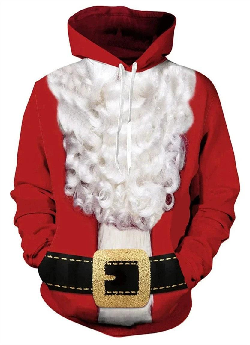 New Autumn Foreign Trade 2025 Men s and Women s Fashion 3D Digital Printing Christmas Snowman Elk Pullover Hooded Sweater XS