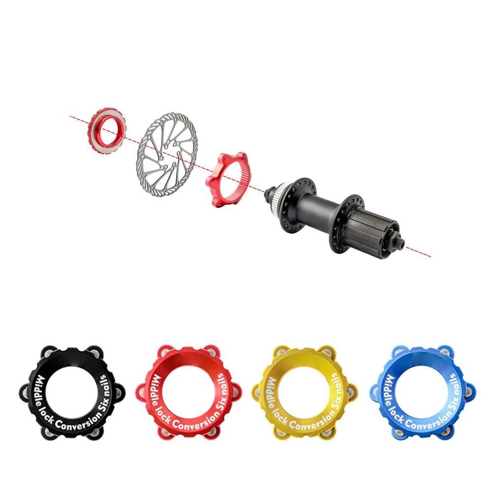 

6 Bolts Bike Hub Center Lock Conversion Aluminum Zinc Zinc Alloy Disc Brake Rotor Adapter Bike Modification