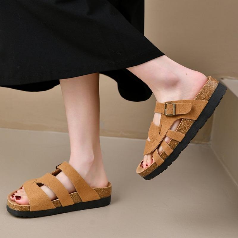 Fashion Fashion Women Suede Clogs Slippers Adjustable Buckle Slip On Footbed Home Clog Slippers Outdoor Beach Sandals With Arch Support