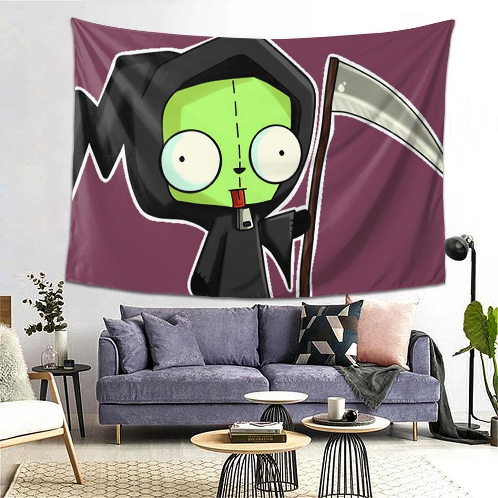 Invader Zim Gir Spooky Tapestry Decor Art Aesthetic Tapestries for Living Room Bedroom Home Wall Cloth Wall Hanging