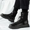 Mode 2024 Stiefel Herren Mode Schwarz Herren Arbeitsstiefel Atmungsaktive Schuhe Mann Bequeme Stiefel Schnürschuhe Herrenschuhe High-Top Sneaker Schuhe
