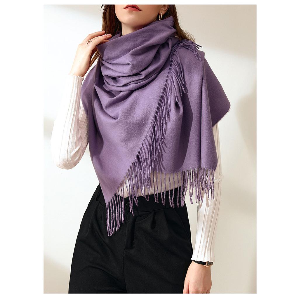 2021 outono inverno nova cor sólida imitação cachecol de caxemira médio longo quente doce moda borla cachecol