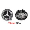 Bilklistermärke 4 st 75 mm 65 mm A1674015900 Ny Svart 6-stift För Mercedes Benz Bilfälgar Navkåpor Fälgskydd Emblem Märke Logotyp