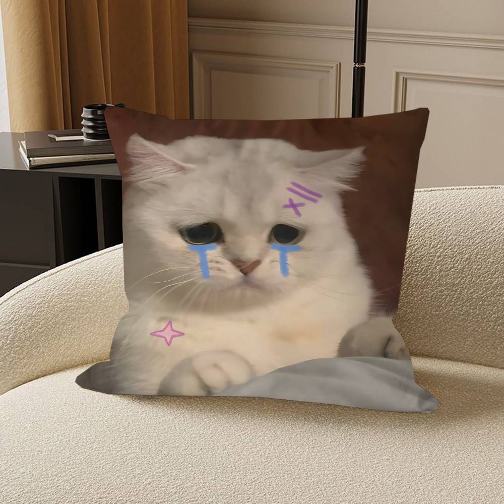 

Мем с котом Смешной Милый Грустный Кот Подушка Чехол для подушки Наволочка Гостиная Диван Домашний декор На заказ 12x12Inch