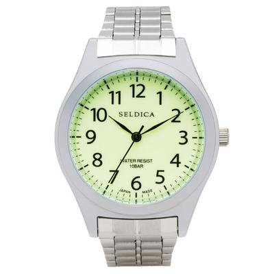 Clefer Serdica Analog Watch, SD-AM332-LUS, Men's Silver, Luminous Dial, Metal Strap, Japanese Movement