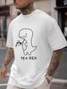Stylish Unisexs TShirt 100 Cotton Dinosaur Letter Print Loose Fit Casual Comfortable Simple And Relaxed