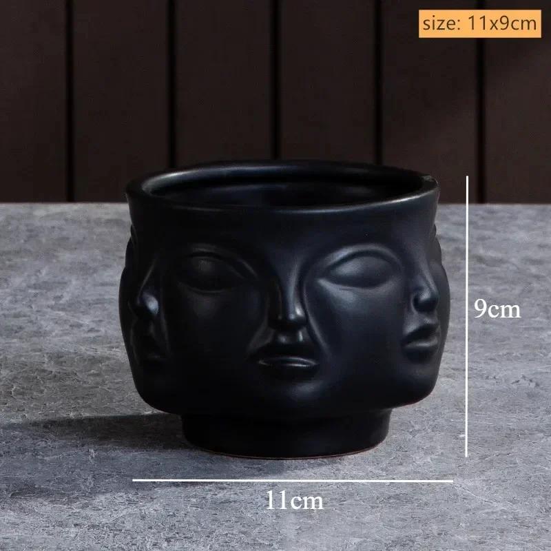 

Ceramic Candlestick Art Vase Sculpture Crafts Human Face Flower Pot Handmade Garden Storage Flower Arrangement Home Decors