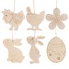10 Piezas/Paquete Rodajas de Madera de Huevo DIY Manualidades Decoración de Primavera Suministros para Fiesta Madera de Conejo de Pascua