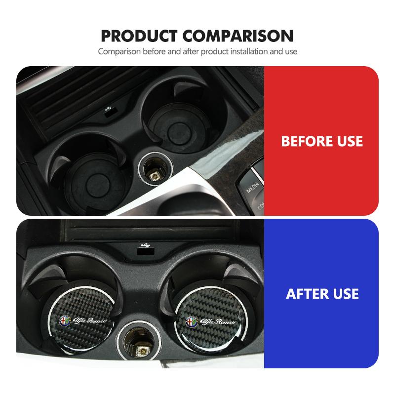 For Alfa Romeo 1/2pcs Car Waterproof Anti Slip Mat Coaster Silicone Water Cup Mat 159 Giulietta 156 147 Giulia Mito GT Stelvio esz566