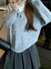 Women's Petite Korean Loose Knit Hooded Sweater - Autumn/Winter Style