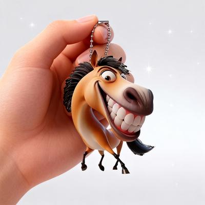 Cartoon Pattern Large Mouth Horse Car Pendant & Keychain Decors Charming Toy for Rearview Hanging Personal Accessory Gift