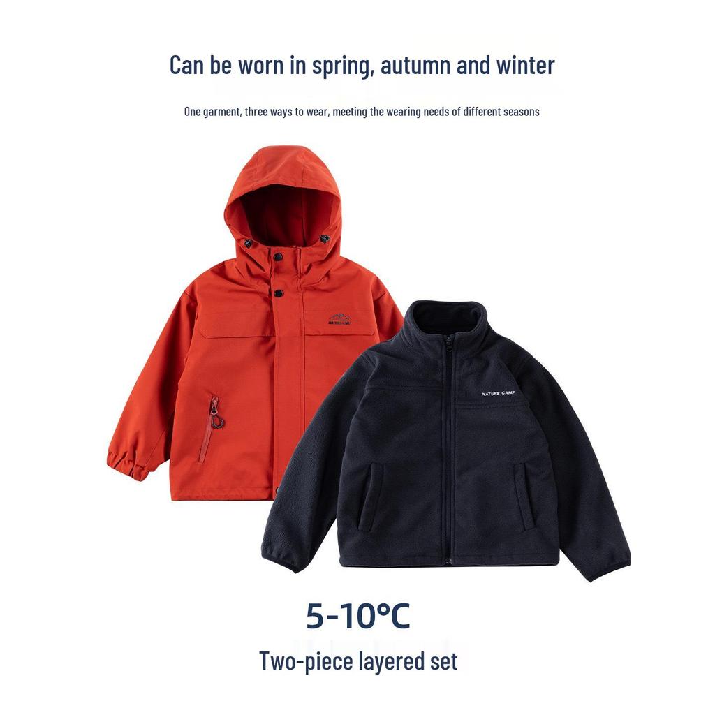 2025 Kids' Three-in-One Windbreaker Jacket - Spring/Autumn Style for Boys and Girls