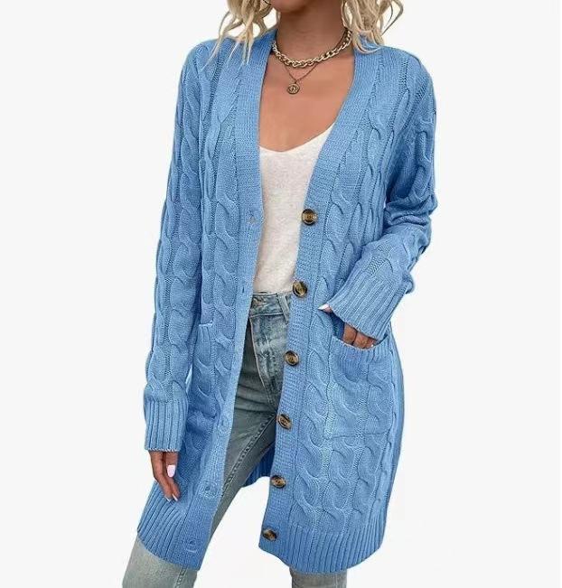 Autumn and Winter New Styles, Fashion, Women's Clothing, Outerwear, Cardigan, Sweater, Women's, Long, Single Breasted, Casual Cardigan Jacket