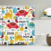 Cute Cat Shower Curtain Lovely Cartoon Funny Colorful Animal Pattern for Pet Kids Girls Fabric Bathroom Decor Curtains with Hook