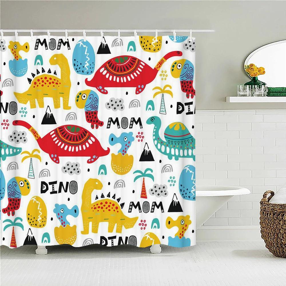 Cute Cat Shower Curtain Lovely Cartoon Funny Colorful Animal Pattern for Pet Kids Girls Fabric Bathroom Decor Curtains with Hook