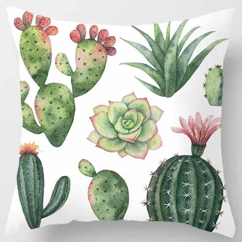 Housse De Coussin Carrée Imprimée Cactus Botanique, Taie D'oreiller Pour Canapé, Voiture, Chambre À Coucher, Décoration De Maison